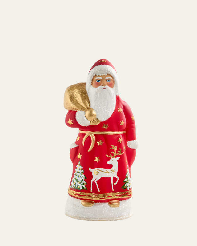 Red Santa with white Reindeer Figurine